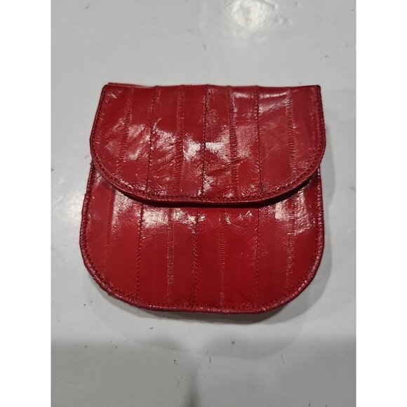 Eel Skin Small Wallet Coin Purse Vintage 1980s Red - Picture 2 of 5